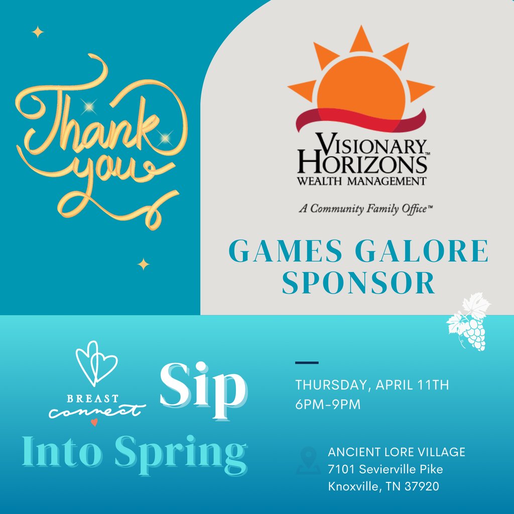 BreastConnect's tweet photo. Very grateful to Visionary Horizons Wealth Management for being our Games Galore Sponsor for Sip Into Spring! Thank you so much!!

How good is your golf swing? ⛳️ Buy your tickets 🎟 today at https://t.co/POHKKjc3Co.

#breastcancer #survivorhelpingsurvivor #fundraiser https://t.co/hu1jAn22f9