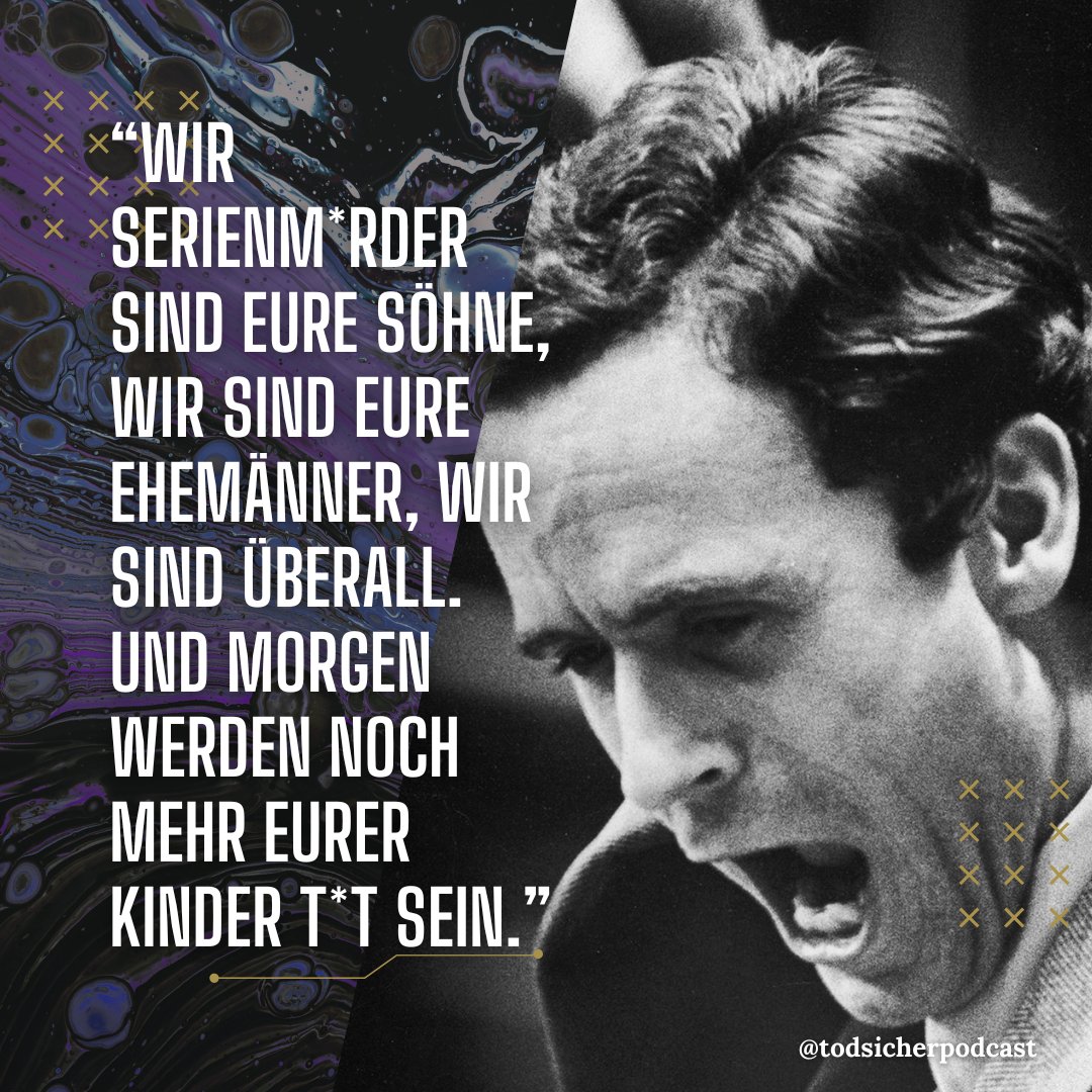 todsicherpod's tweet photo. Die Serialkiller Zitate sind wieder da! Den Start macht kein anderer als jedermanns Liebling: Ted "Zu-Oft-Gehört" Bundy!
.
#serialkillerfacts #serialkiller #serialkillerquotes #serienmörderzitate #todsicherpodcast #truecrimepodcast #crimetime #podcaster #truecrime #tedbundy https://t.co/OSv5WT9bP5
