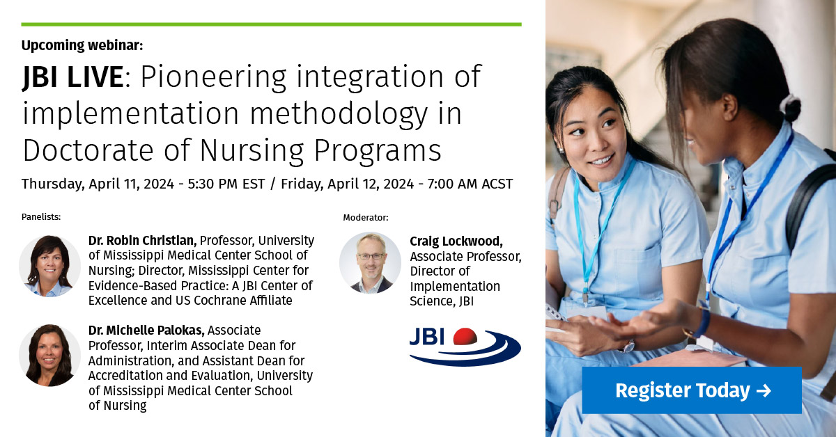 Seeking evidence-based approaches to improving DNP students’ experiences? Learn valuable strategies and software support that will elevate DNP students' quality improvement projects end-to-end. Register for the @JBIEBHC webinar: ow.ly/grKO50QXQuL