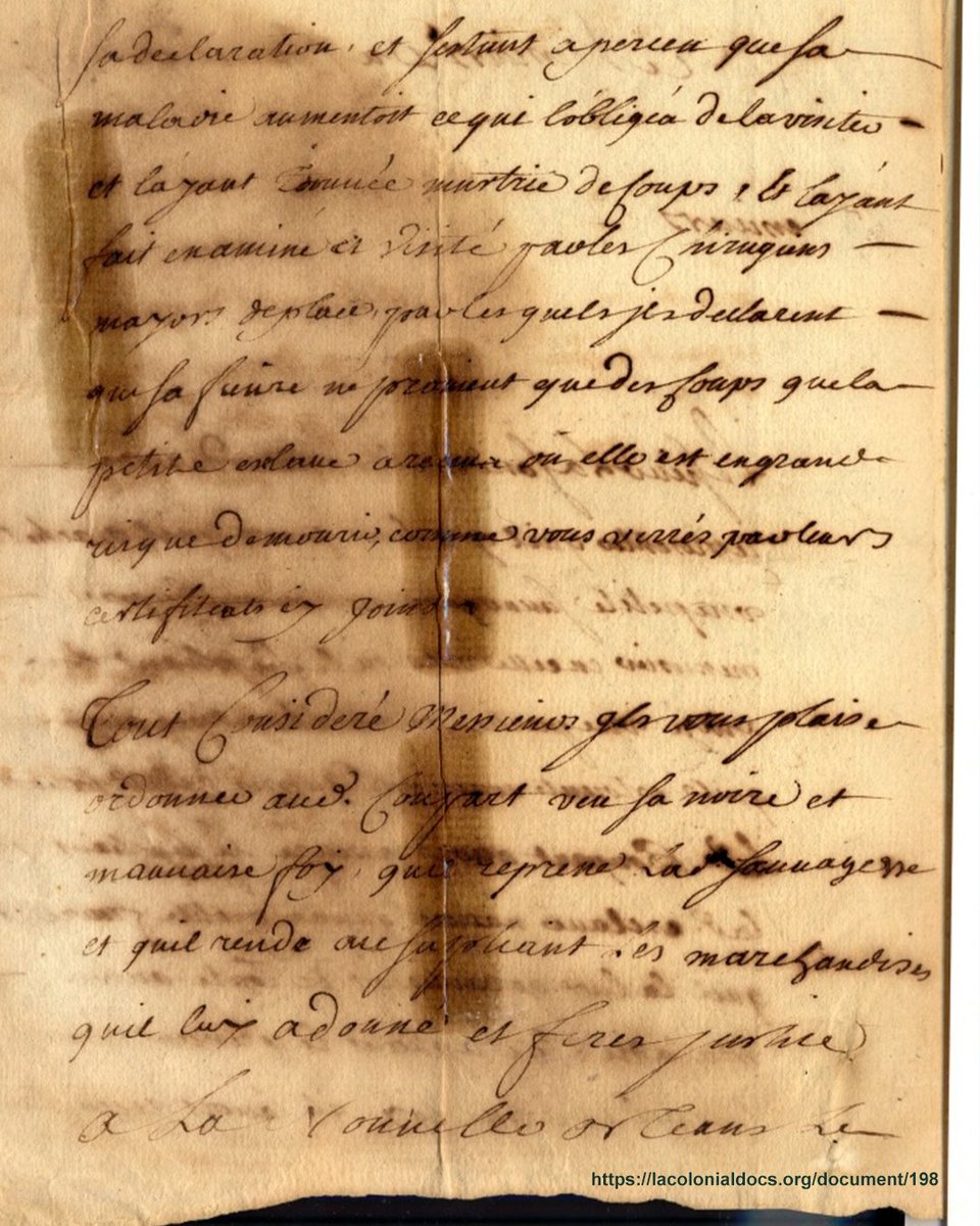 NatBoundUnbound's tweet photo. Revelations from Legal Records

Because enslavement was a designated status of a person under the law as property, legal records provide many instances where details about the lives of the Indigenous enslaved are revealed.

In a civil court record from 1724 in then Louisiana territory, a young Indigenous woman is identified as a "sauvagesse" belonging to a man named Lasonde.  Lasonde alleges that the woman is suffering from a fever and after examination from the Master Surgeon of the area, it is revealed the fever is a result of being beaten before she was sold. The defendant, Coupart, is ordered to take back the young woman and return the "merchandise" that was used to purchase her.

This woman is unfortunately not named and Coupart only faced legal consequences for deceiving Lasonde and not for beating the woman he sold to him.  Native Bound Unbound is committed to recovering these names and stories.