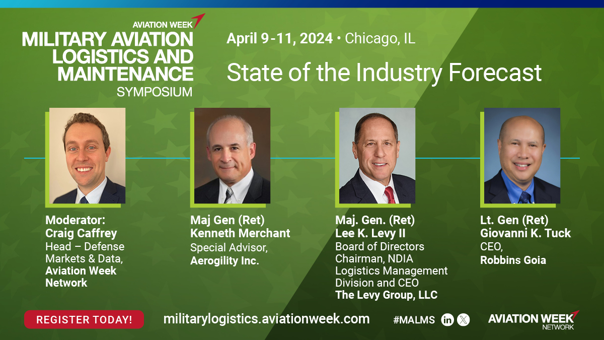 AerogilityLtd's tweet photo. Aerogility will be at #MALMS
Join Ken Merchant USAF retired Major General & Special Advisor for Aerogility for the upcoming State of the Industry Forecast at the @AviationWeek event in Chicago.
Gary Vickers and Malcolm Bridgeford will also be in attendance https://t.co/SbKCmuXouj