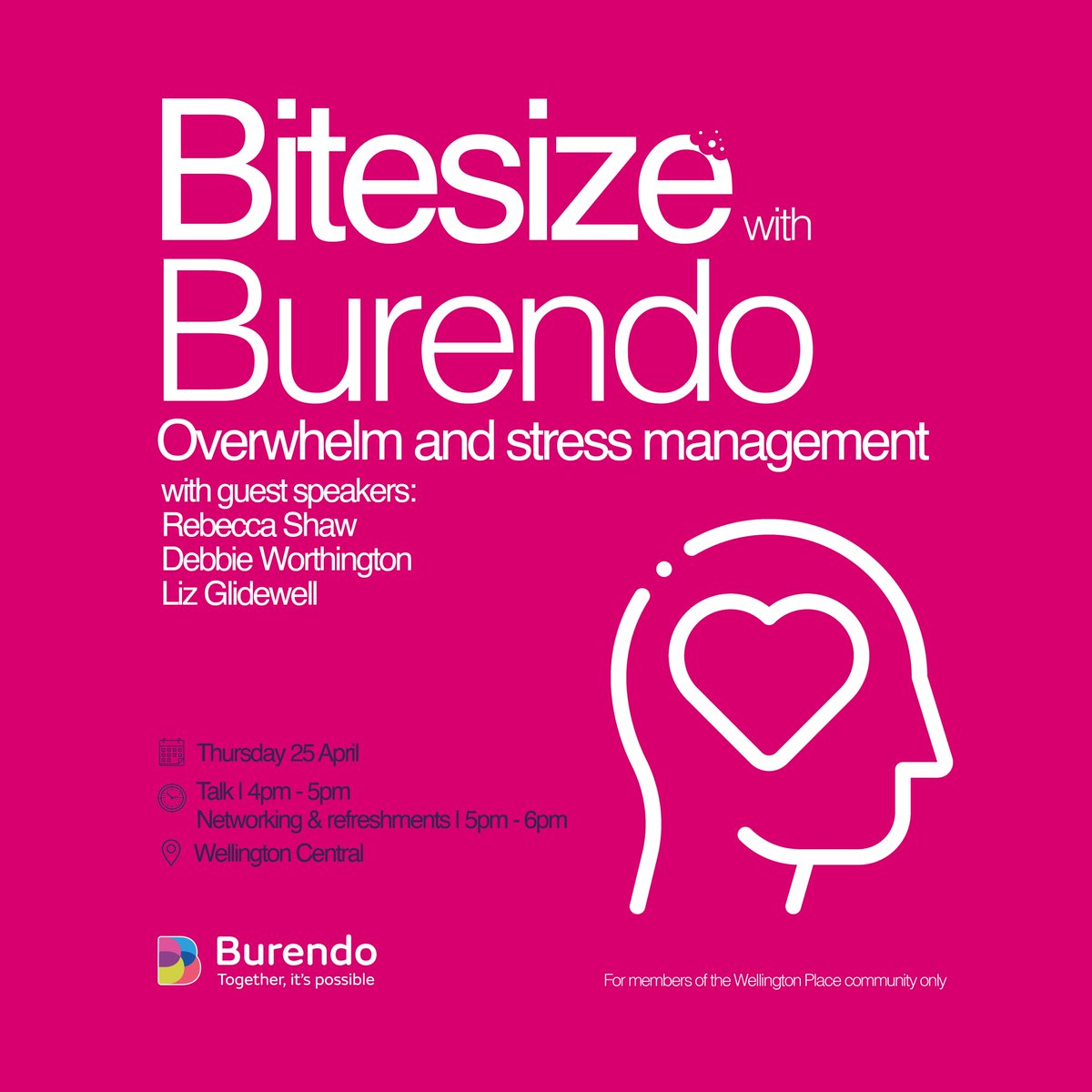 Digital experts, @Burendo_uk, join us on 25th April for a talk on navigating stress management and the unique challenges of balancing work and home life in an increasingly digital age. Sign up 👉 wellingtonplace.co.uk/events/ #WellingtonPlace