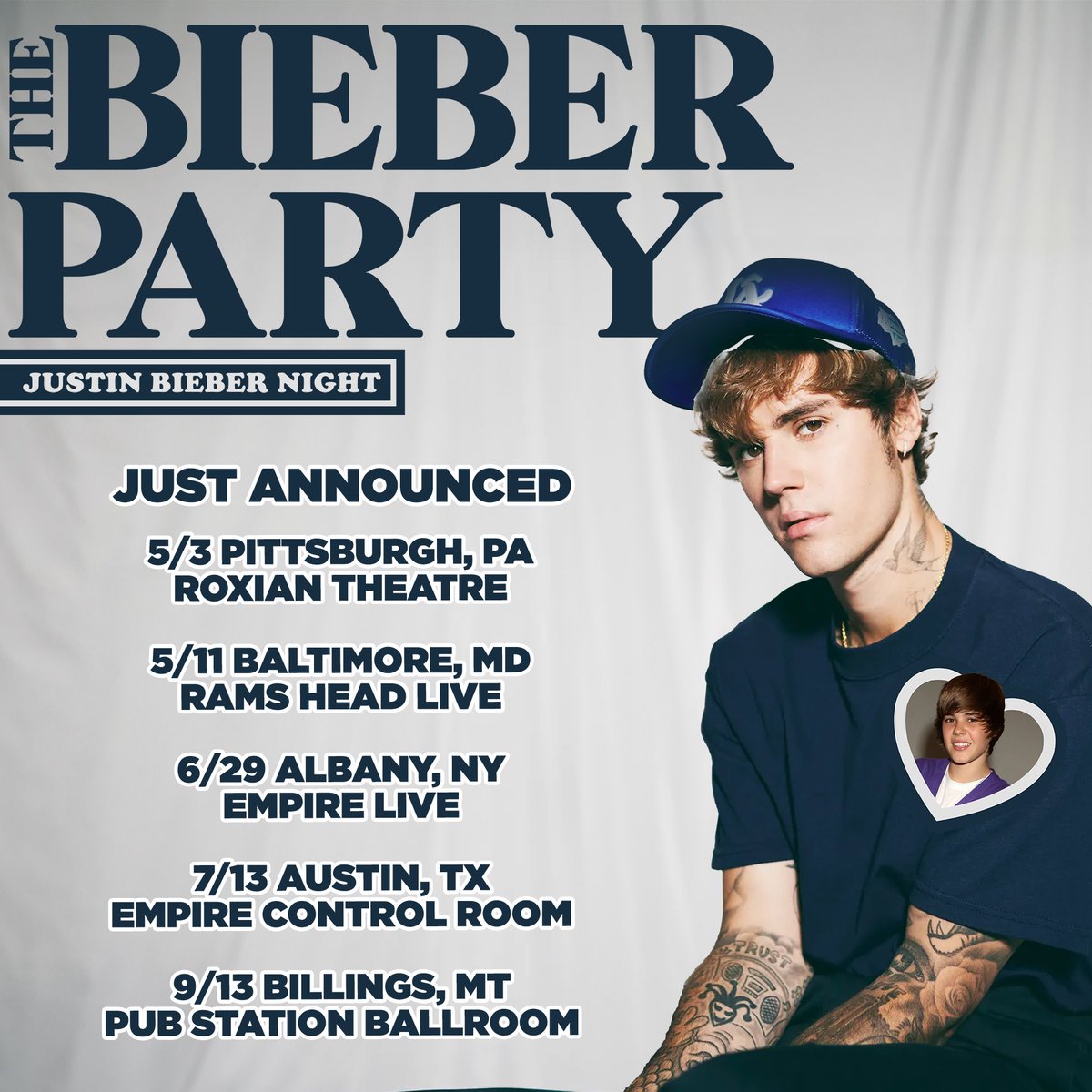 💜🤍JUST ANNOUNCED🤍💜 THE BIEBER PARTY: JUSTIN BIEBER NIGHT coming to a city near you 🫶 All we need are you beauties and a beat✨ Presale begins tomorrow, tickets go on sale Friday! For more info ➡️ thebieberparty.com