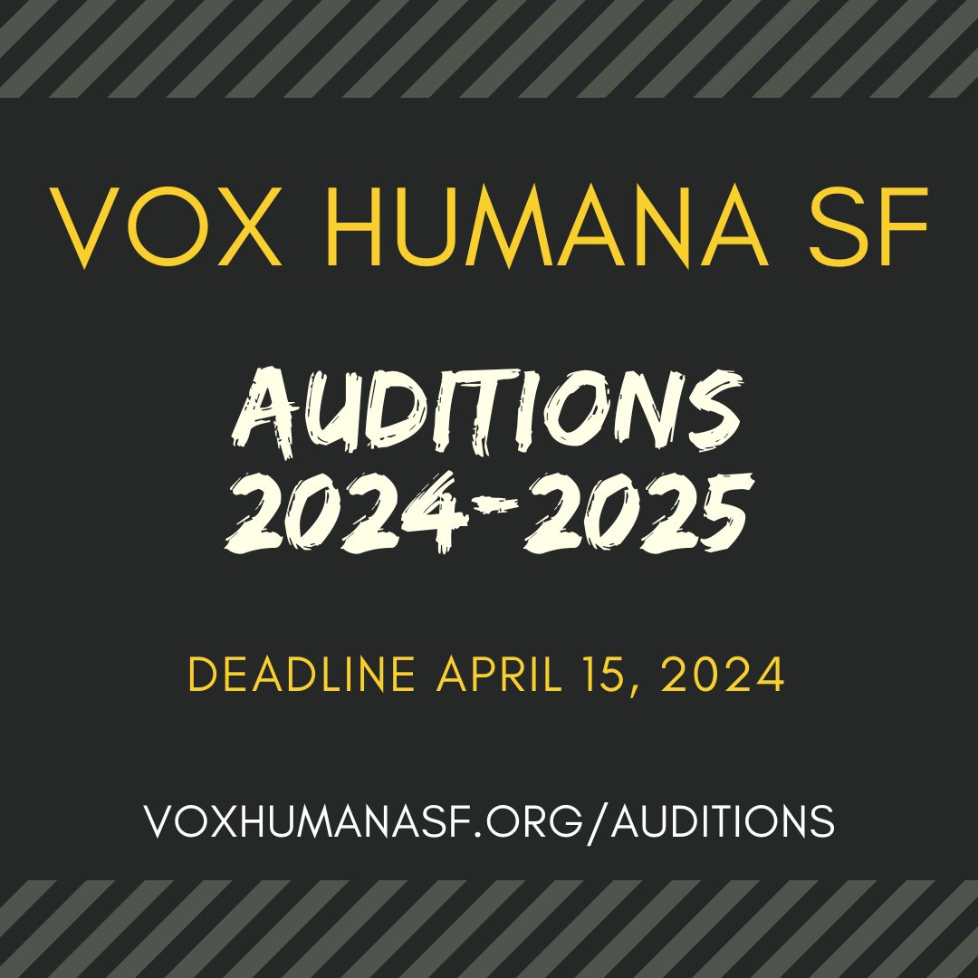 Auditions for the 2024-2025 season are open with a deadline of April 15, 2024. Join San Francisco's professional choir "an absorbing journey of discovery" as we prepare a 2nd season full of gems and new experiences. voxhumanasf.org/auditions