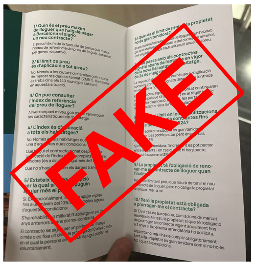 SindicatLloguer's tweet photo. 🚨ALERTA: CAMPANYA FAKE!🚨
L'Ajuntament de @barcelona_cat està fent una campanya de desinformació sobre la regulació dels lloguers.
Amaguen el més important: NO ES POT APUJAR el lloguer respecte el contracte anterior.

ℹ️ Info correcta a la nostra web: https://t.co/gkraM8REKh https://t.co/YJM7pbBMXj