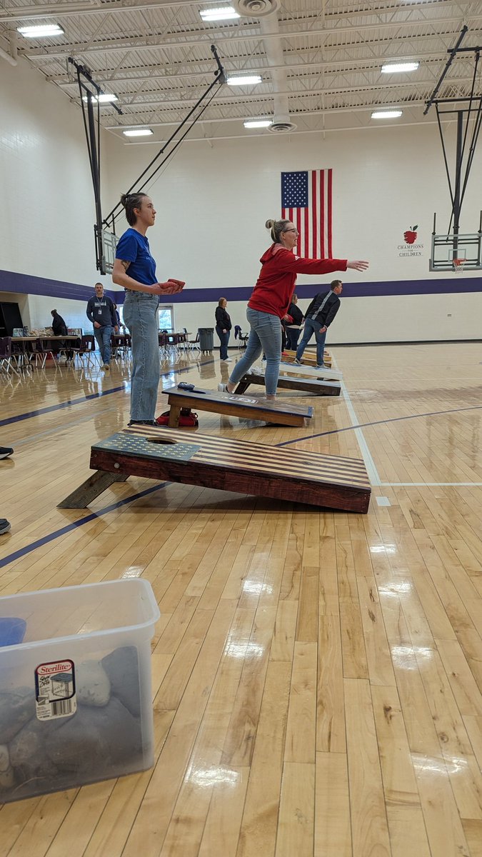 Hindsight_Acad's tweet photo. Yesterday @ChieftainNation  did our ACT (Annual Cornhole Time) on the ACT! It's always a great way to have fun and hangout time after a busy morning. Congrats to our baseball coaches on the win! https://t.co/CHz4s77Yu5