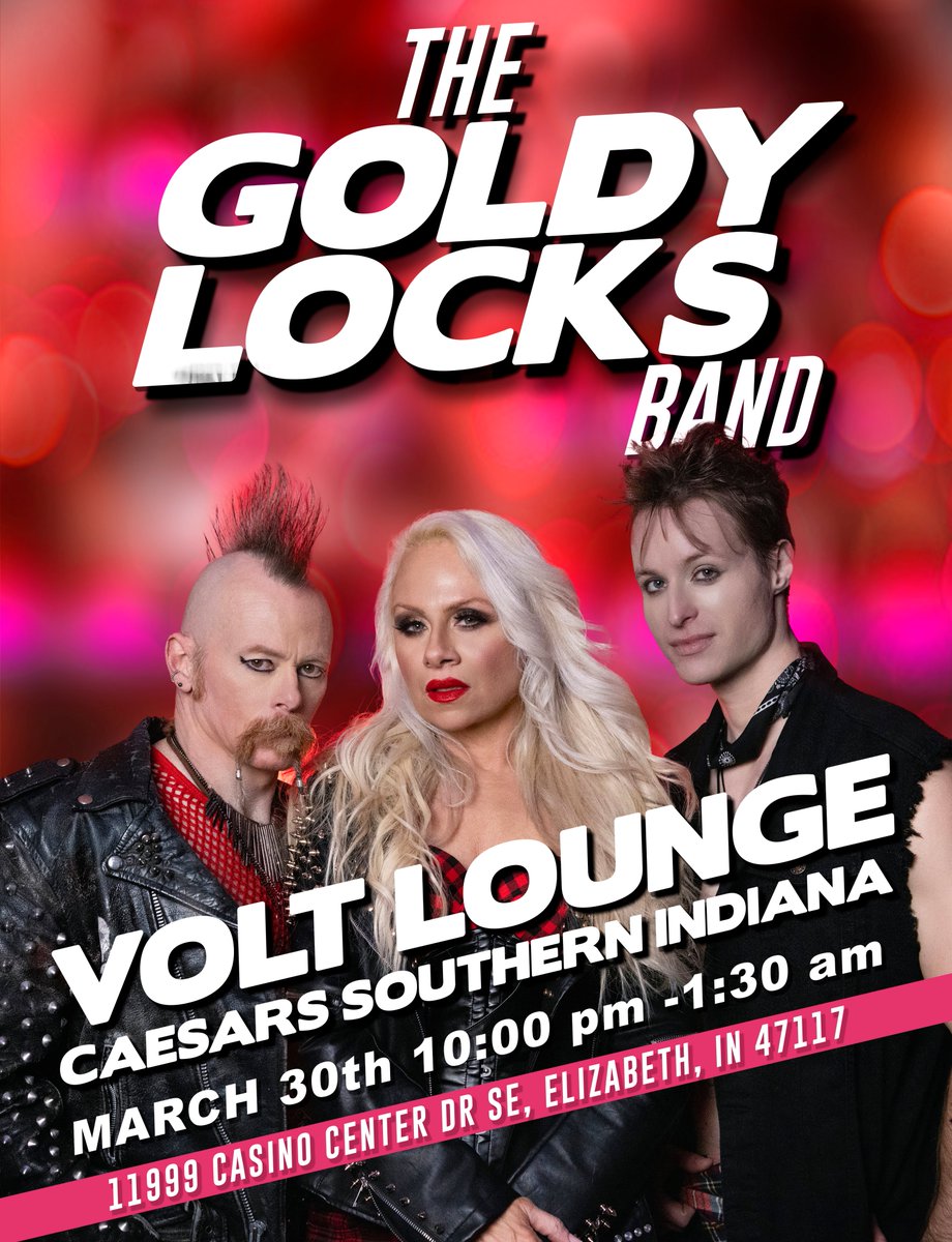 Goldylocksrocks's tweet photo. Saturday!!! @CaesarsSI #VoltLounge with the #GoldylockSBand!
10 - 1:30 with an always INCREDIBLE DJ, food and drink specials!
We love it there! Come party with us!
#GoldyLocks #GoldylockSBand #RodSaylor #JohnnyOro #caesarspalace #CaesarsSouthernIndiana #ElizabethIN @drumninja6 https://t.co/tLs22xkgGF