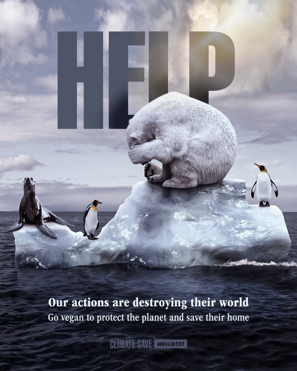 #Animalagriculture contributes 32% of global #methane emissions. Methane, with a warming potential 84 times that of #carbondioxide over 20 years, is driving the global heating of our planet and literally melting the home of some animals.⠀ ⠀ Save wildlife, go #vegan 🌱 ⠀