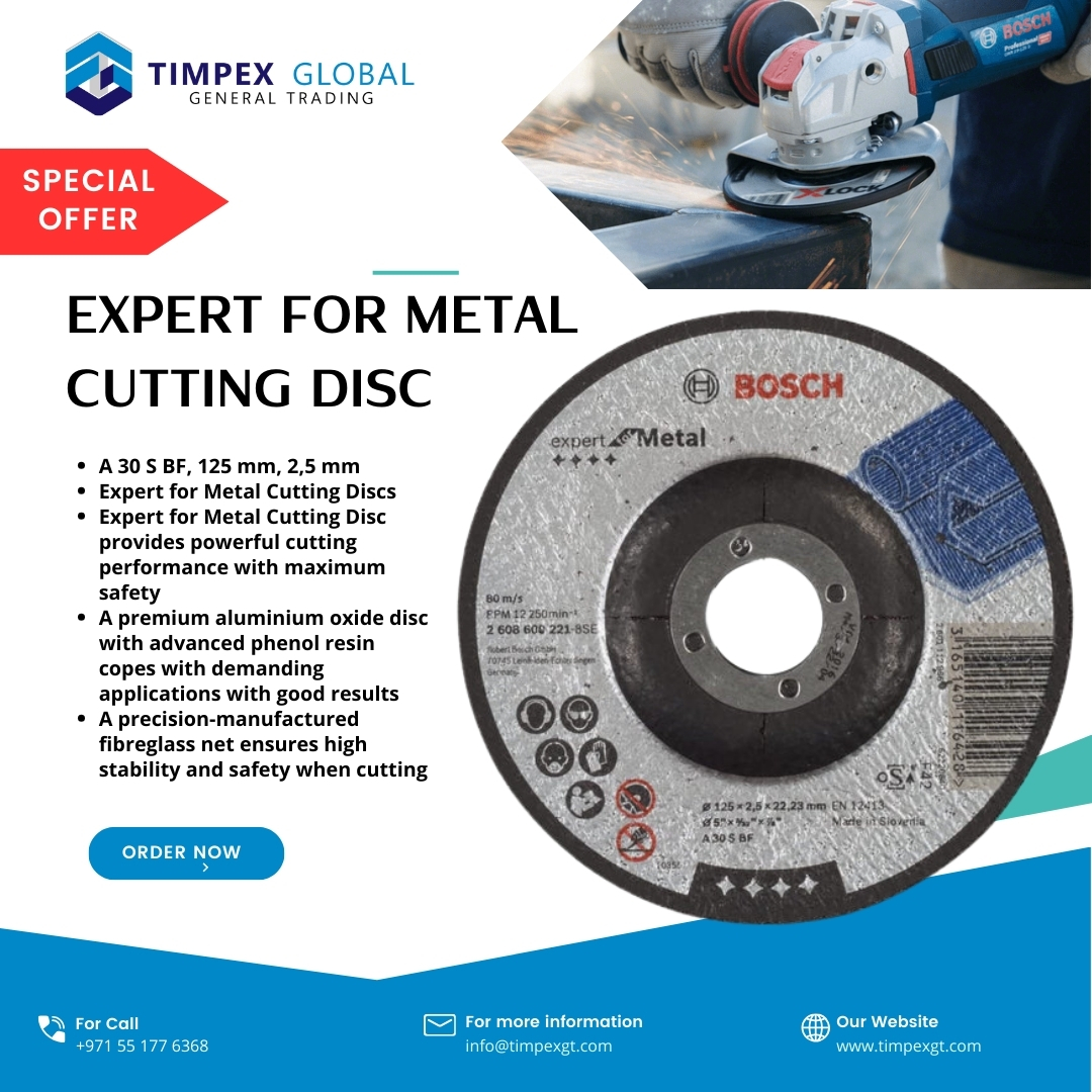TimpexGlobal's tweet photo. Expert for Metal Cutting Disc
- A 30 S BF, 125 mm, 2,5 mm
- Expert for Metal Cutting Discs
- Expert for Metal Cutting Disc provides powerful cutting performance with maximum safety

For more information DM us :
Tel : +971 55 177 6368 https://t.co/a9KpjfDzXz