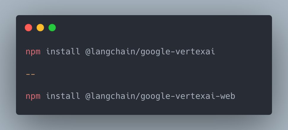 LangChain (@langchainai) on Twitter photo ♊️ Google Gemini + VertexAI in JS ♊️
We've revamped <a href="/googlecloud/">Google Cloud</a> VertexAI support in LangChain.js 🦜🔗 with new partner packages!
♊️ Gemini support
🧱 Structured output/tool calling
🌐 Support for web envs like <a href="/nextjs/">Next.js</a>
Huge s/o to <a href="/afirstenberg/">Allen "Prisoner" Firstenberg</a>! Docs below 👇: ♊️ Google Gemini + VertexAI in JS ♊️
We've revamped <a href="/googlecloud/">Google Cloud</a> VertexAI support in LangChain.js 🦜🔗 with new partner packages!
♊️ Gemini support
🧱 Structured output/tool calling
🌐 Support for web envs like <a href="/nextjs/">Next.js</a>
Huge s/o to <a href="/afirstenberg/">Allen "Prisoner" Firstenberg</a>! Docs below 👇: