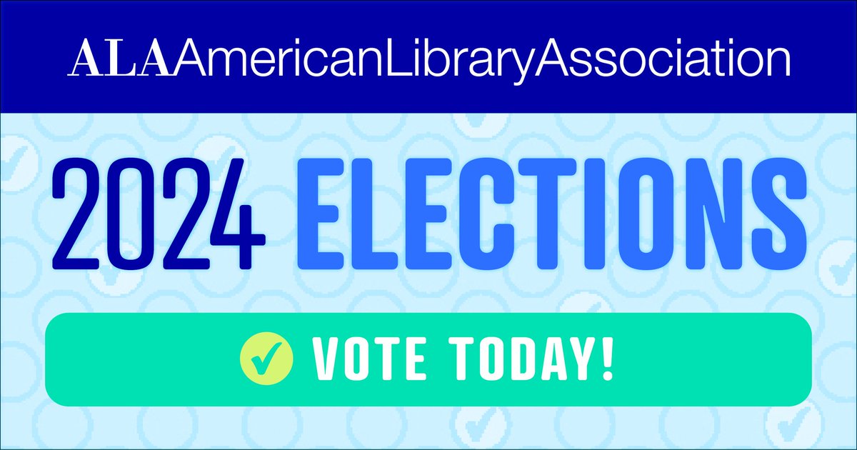 ALALibrary's tweet photo. A reminder for ALA members: There's just one week left to cast your ballot in the 2024 #ALAelection. Voting is open through April 3rd. https://t.co/s6JC8qiJ7z https://t.co/gE4MaD8Dw9