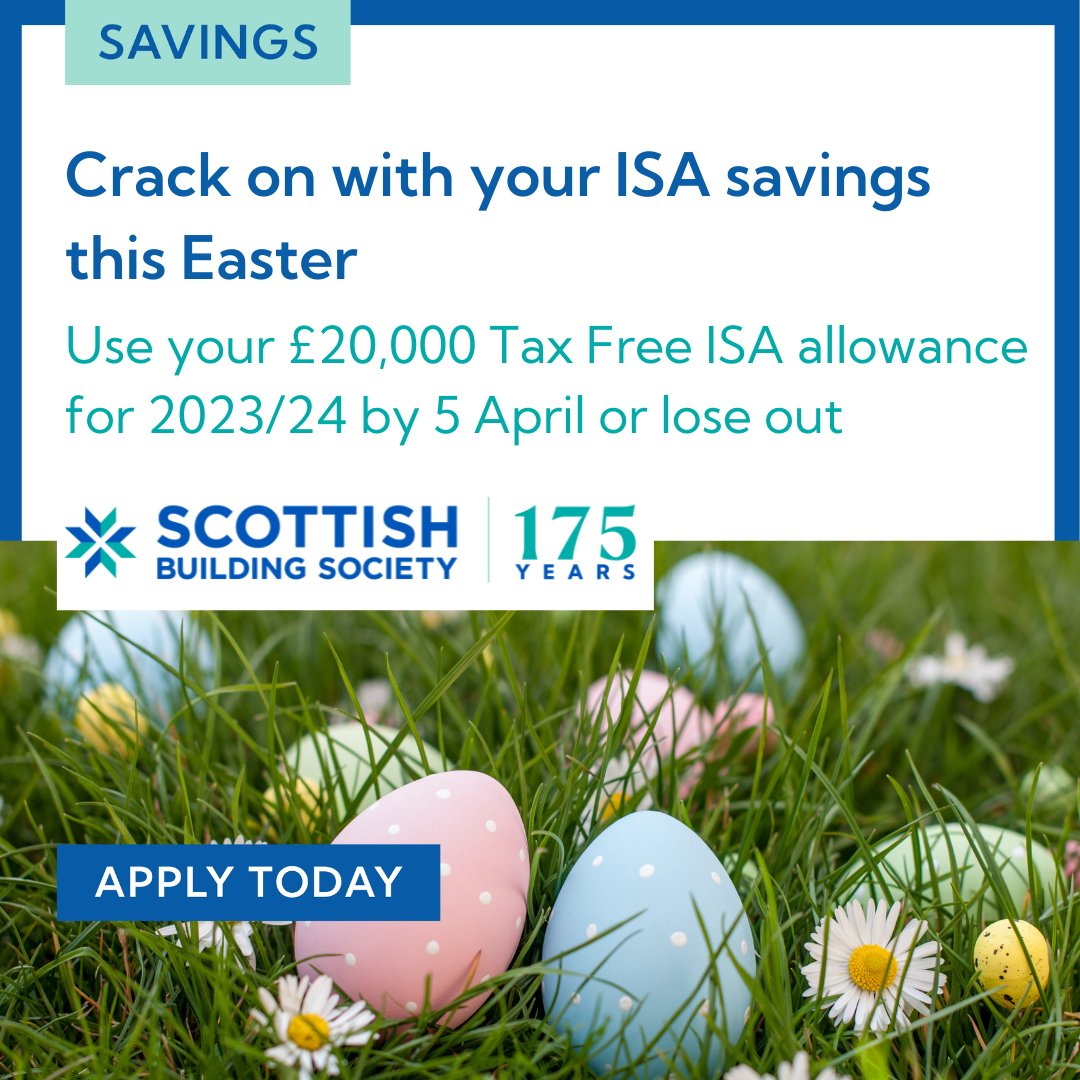 Spring into savings this Easter! Crack on with your ISA savings, only one week left until the end of the 23/24 tax year. Hop on this link to find out more: bit.ly/3PsVk5n