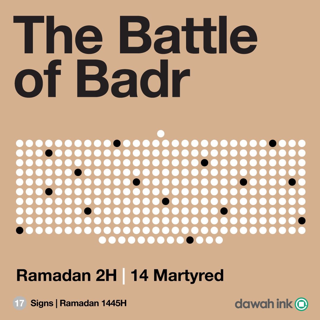 DawahInk's tweet photo. Signs 
Ramadan 1445H | 2024 - Day 17

“Indeed, Allah made you victorious at Badr when you were ‘vastly’ outnumbered. So be mindful of Allah, perhaps you will be grateful.” Ali ‘Imran | Ch.3 v.123

#Quran #Ramadan https://t.co/LaNghTTUNZ