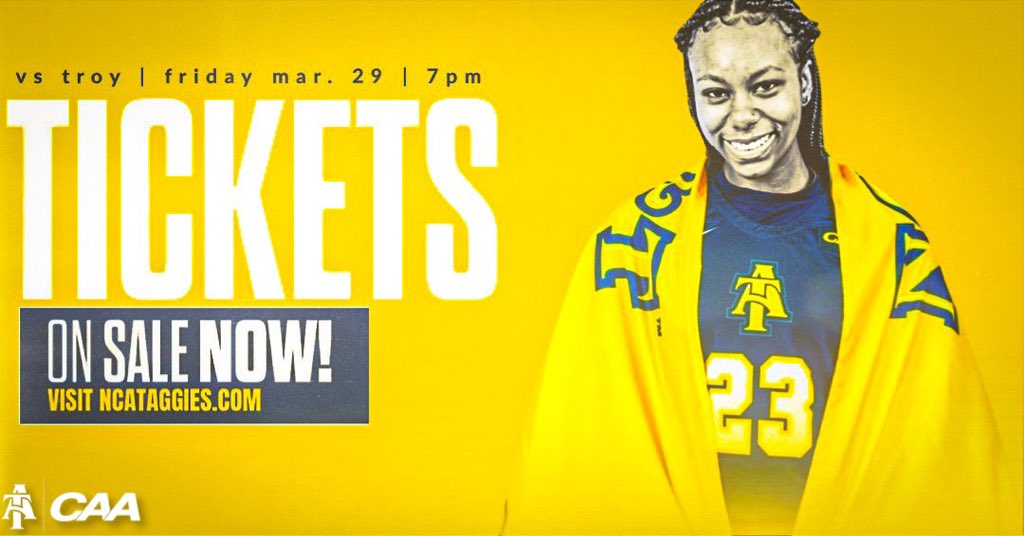 LadyAggieBall's tweet photo. Tickets have been moving fast, make sure to secure some as soon as possible for Friday’s Super 16 matchup against Troy. Let’s keep packing the house!⁣
⁣⁣⁣⁣⁣⁣⁣⁣⁣⁣⁣⁣⁣⁣⁣⁣
#AggieWBB💙💛 #Commit2Grit #WeAboveMe #LevelUp #BeUncommon⁣ https://t.co/ZdabjBPWaq