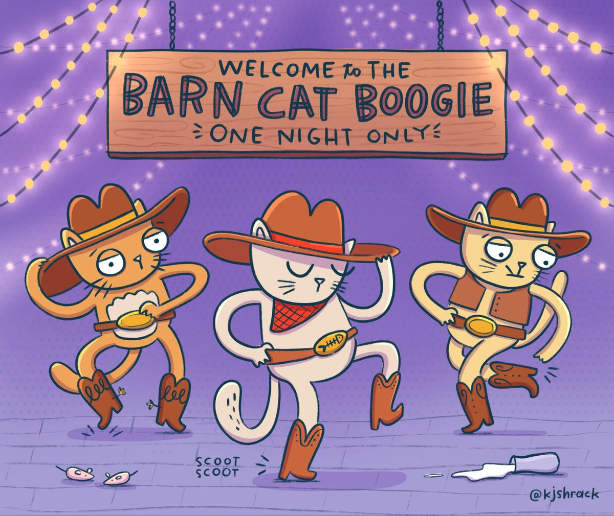 Kimberly Shrack (@kjshrack) on Twitter photo When the chorin' is done, Puss in Boots and the other barn cats get to boot scootin' 😺🤠👯 Brought to you by my WILD anticipation for #COWBOYCARTER - who else has Friday marked on the calendar?!
Rep'd by <a href="/LaurelSymonds/">Laurel Symonds</a> of <a href="/ktliterary/">KT Literary</a>
#kidlitart #kidlit #kidlitillustration When the chorin' is done, Puss in Boots and the other barn cats get to boot scootin' 😺🤠👯 Brought to you by my WILD anticipation for #COWBOYCARTER - who else has Friday marked on the calendar?!
Rep'd by <a href="/LaurelSymonds/">Laurel Symonds</a> of <a href="/ktliterary/">KT Literary</a>
#kidlitart #kidlit #kidlitillustration