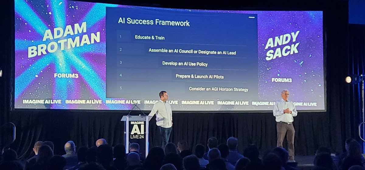Step up your AI game with Adam Brotman's AI Success Framework at #ImagineAILive24. A strategic blueprint for future-focused businesses! 🗺️🤖 #AI #BusinessTransformation #TechLeadership