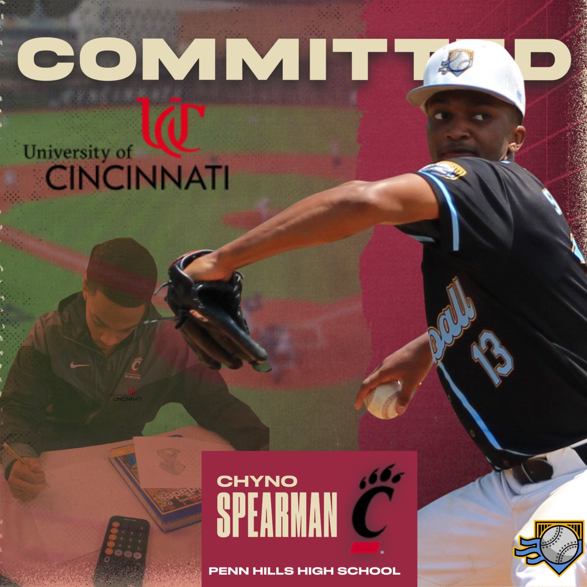 PGH_Hardball's tweet photo. CONGRATS to 2024 student-athlete Chyno Spearman for his commitment to @uofcincy to continue his academic career! Chyno has been with Hardball since his freshman year and is an exemplary student-athlete. We look forward to seeing him in a corporate boardroom one day! 

@_cspearman https://t.co/b7PavuEm6q