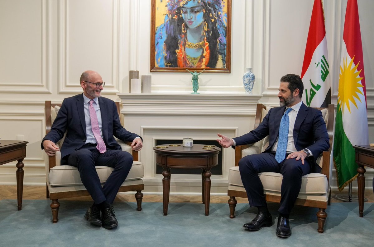 Today, we discussed the upcoming Kurdistan Region’s parliamentary elections with the United Kingdom’s ambassador to Iraq, @SCHitchenFCDO. We reiterated our commitment to ensuring the elections are conducted in a timely manner.