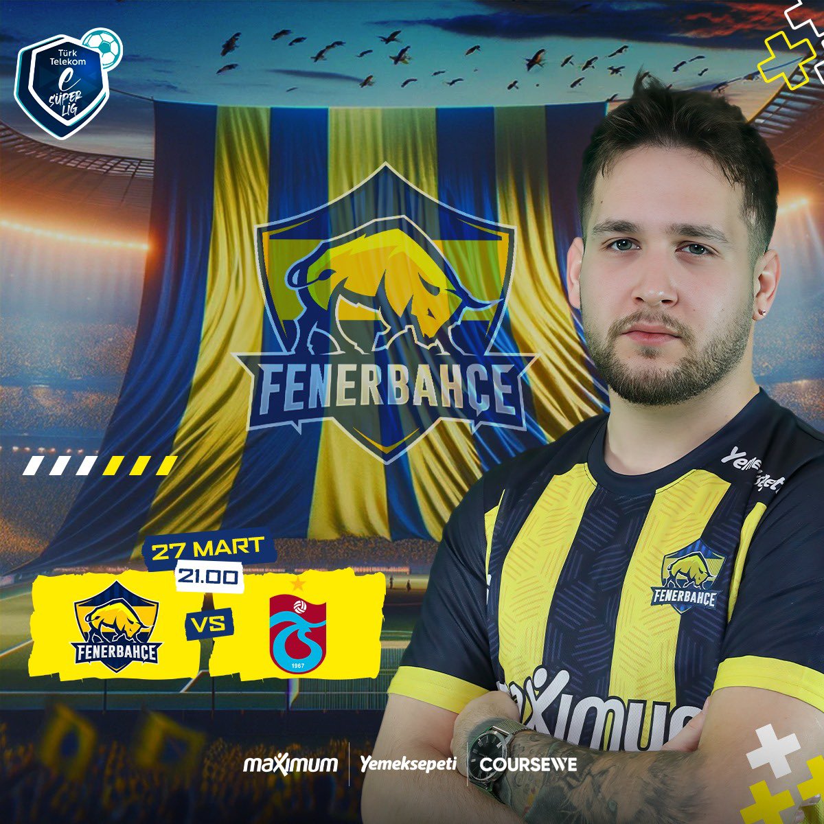 ⚽️ EA Sports FC 24 Türk Telekom eSüperLig’de rakibimiz Trabzonspor. 🔥 Mücadelemizi Tivibu Spor 4 ve Tivibu Spor Twitch kanallarından takip edebilirsiniz. Başarılar @isopowerr! 💪🏼 #HerZamanHerYerde 💛💙