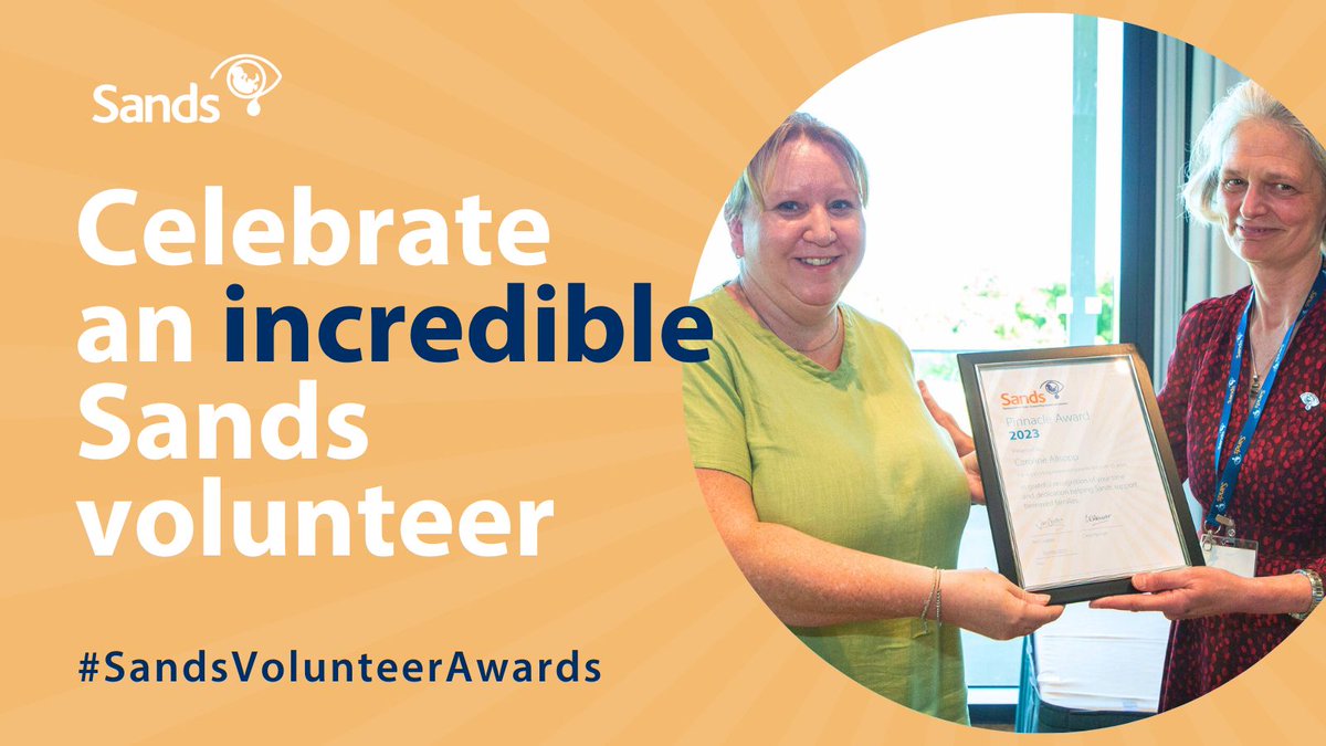 We want to celebrate the incredible impact that Sands' volunteers make on so many people's lives 💙🧡 Has your life been impacted by a #SandsVolunteer? Nominate them for a Sands Volunteer award and help us celebrate their impact ⬇️ sands.org.uk/volunteer-awar… #WeAreSands