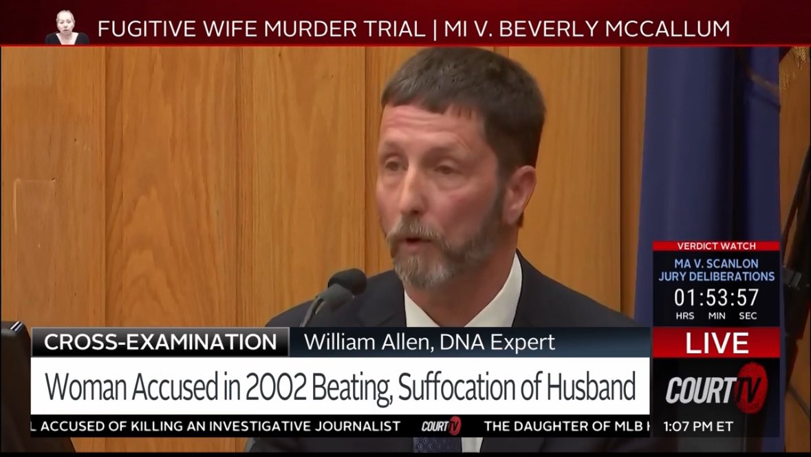 Fair to say William Allen’s wife cuts his hair.  #williamallen #dnaexpert #fugitivewifemurdertrial @CourtTV @CourtTVUK @TedCourtTV @JuliaCourtTV