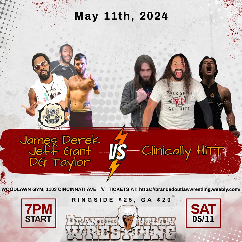 Next up is May 11th! Tickets available now at: brandedoutlawwrestling.weebly.com