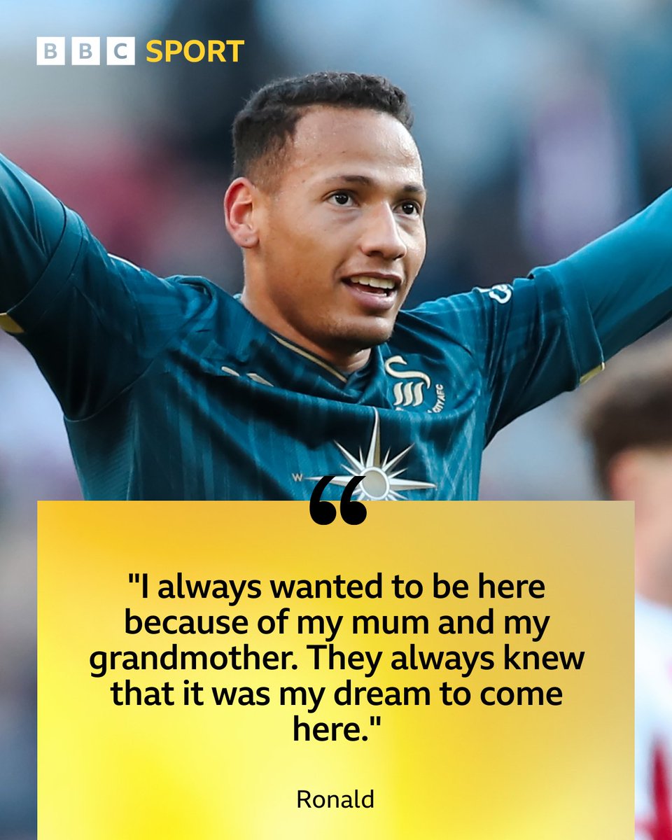 BBCSportWales's tweet photo. Winger Ronald has called signing for Swansea "The happiest day of my life." ⚽

#BBCFootball https://t.co/vdUXThcU2e