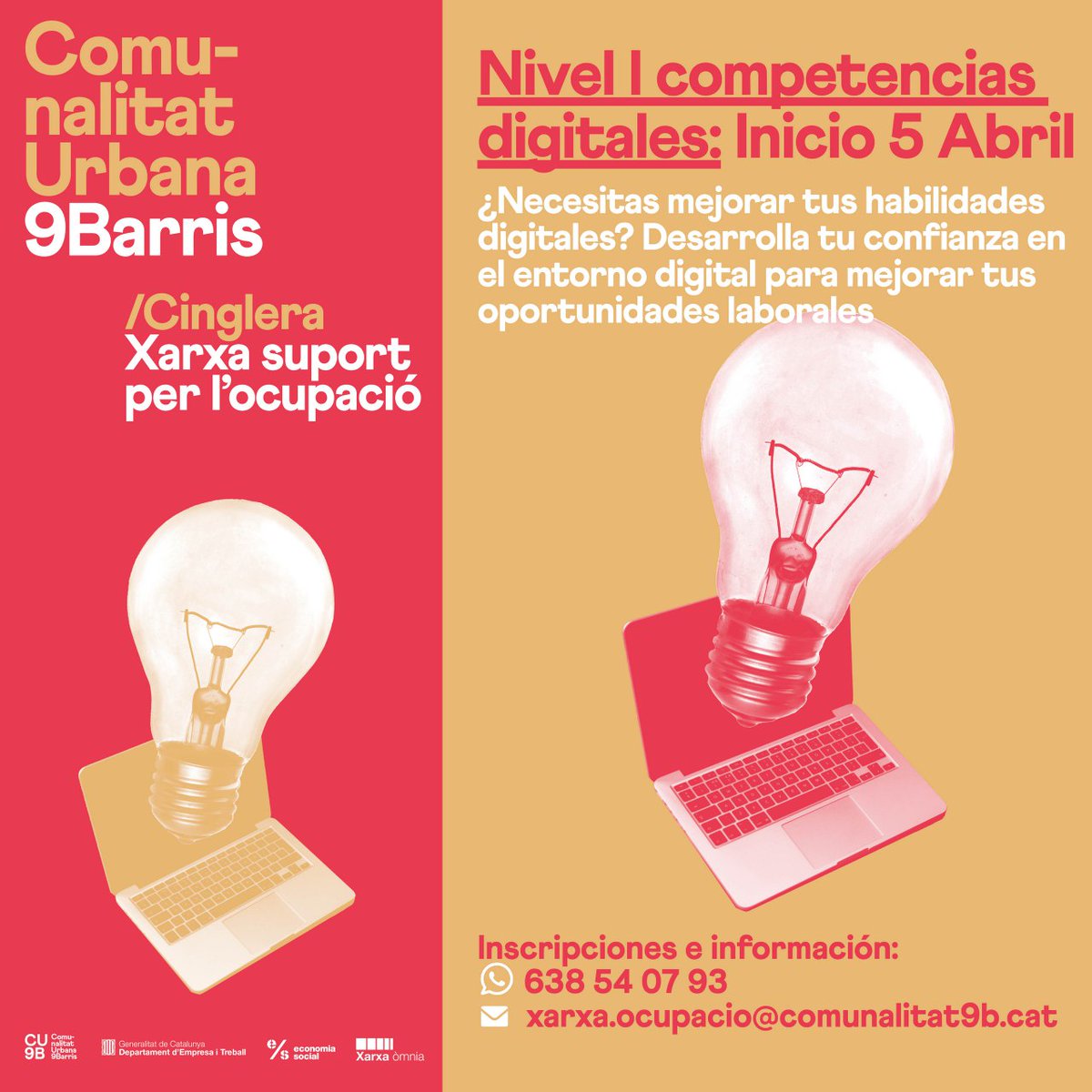 Capacitacions per a la Inclusió Digital  del eixos #EixSuporMutu  i #EixInclusióDigital al <a href="/OmniaVerdum/">Òmnia Verdum</a>

Dos nivells:
Nivell 1 alfabetització digital
Nivell 2 competencies digitals (preparació acreditacio Actic bàsica)

INSCRIPCIONS: xarxa.ocupacio@comunalitat9b.cat o a la Bio