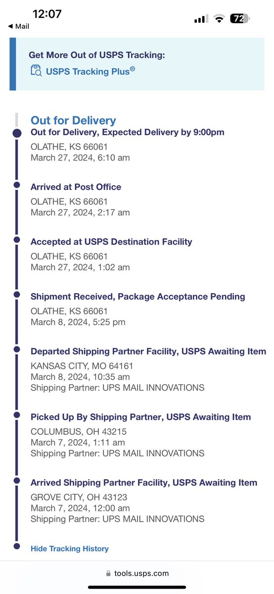 dan_huling's tweet photo. @USPSHelp  

This is not OK for an item to me in town for 20 days before it’s out for delivery. This is happening way to often please figure it out

92612963438453065800060086 https://t.co/wzTkIa4ihs