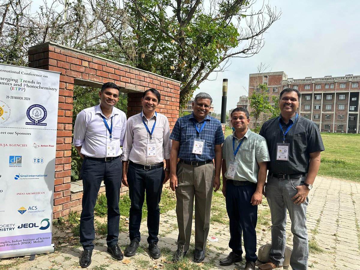 Reunion with my students @pramodpillai81 (IISER Pune),@jatishkumar1 (IISER Tirupati) @Jinothechemist (IISER Mohali), and Dr. Anoop Thomas (IISC Bangalore) at Emerging Trends in Photodynamics and Photochemistry Conference @IiserMohali It's amazing to see their growth and success.