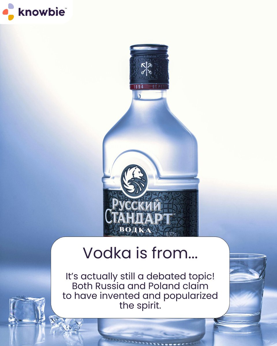 getknowbie's tweet image. You’d be surprised to know that vodka comes from the Slavic word “voda”, which means “water” 💦  Knowbie’s got 3 interesting little tidbits about vodka for you! Swipe for more. 

#vodka #knowbie #cocktailhour #craftspirits