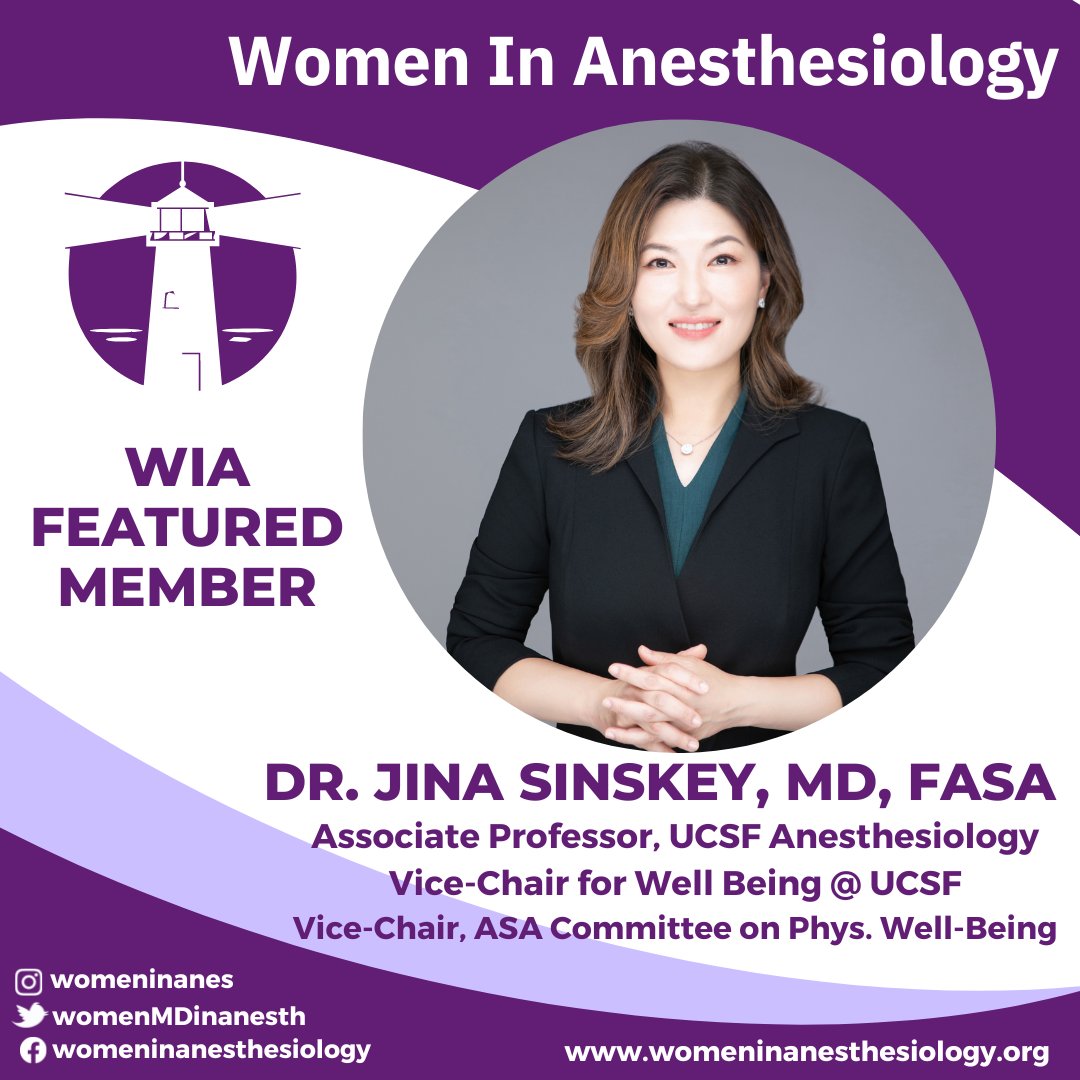 After fellowship at @BostonChildrens, @JinaSinskeyMD returned to her residency roots @UCSFAnesthesia. She's proud to support colleagues as UCSF Well-Being Vice Chair and @ASALifeline #WellBeing Committee Vice Chair. Outside z OR, she's a husky mom (IYKYK) - hikes and SUPing FTW!