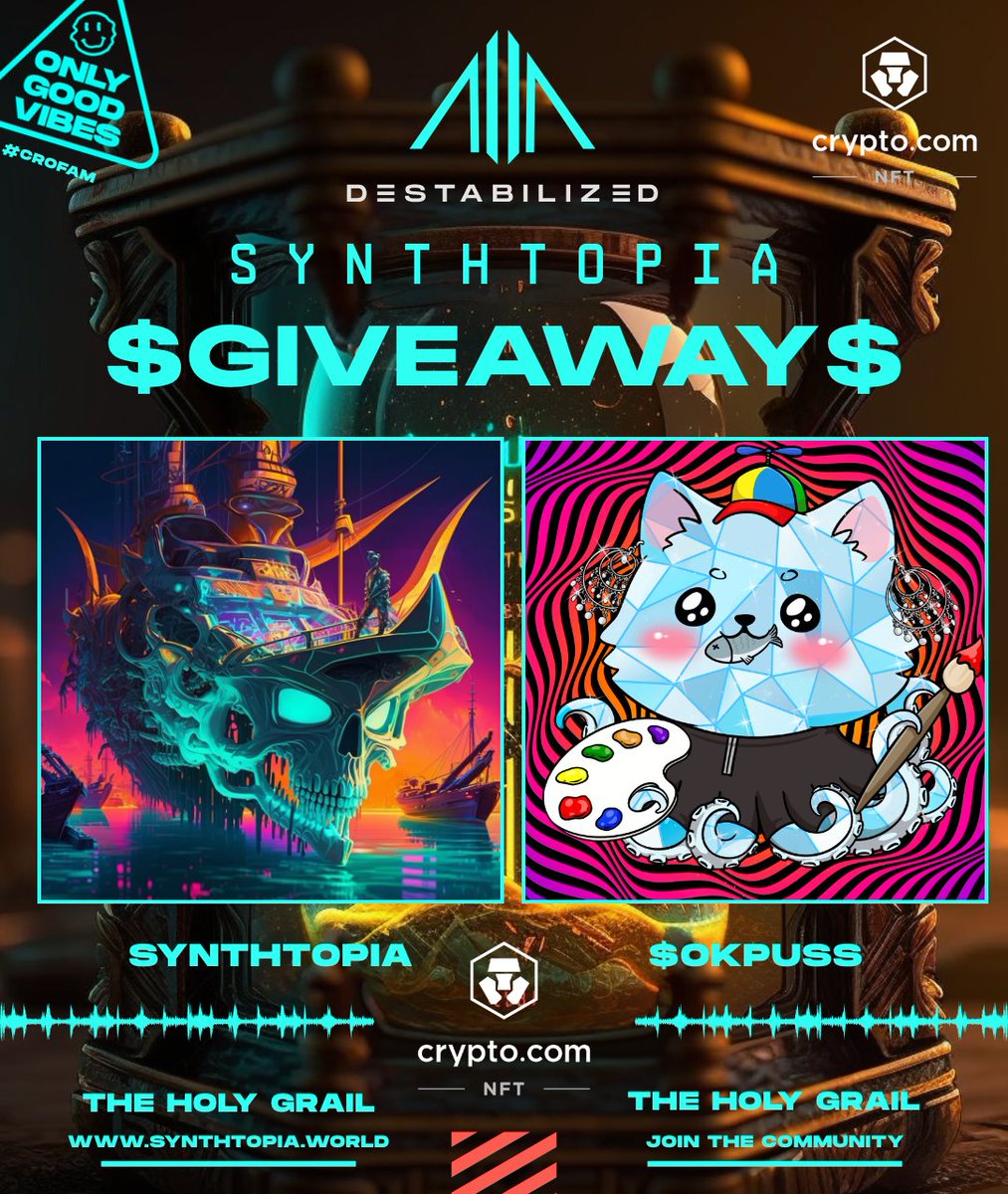⚡️ SYNTHTOPIA x 🐙 OKPUSS #GIVEAWAY 🎉 🏆 1x CUSTOM SYNTHTOPIA NFT {OMEGA} 🏆 1x SYNTHTOPIA 1/1 LEGENDARY NFT 🏆 15x OKPUSS NFTs + $OKPUSS $AIRDROP We're partnering with @octopuss_meme to bring you the 8,888 PFP collection in Q2 @cryptocomnft. All holders will receive a 40%…