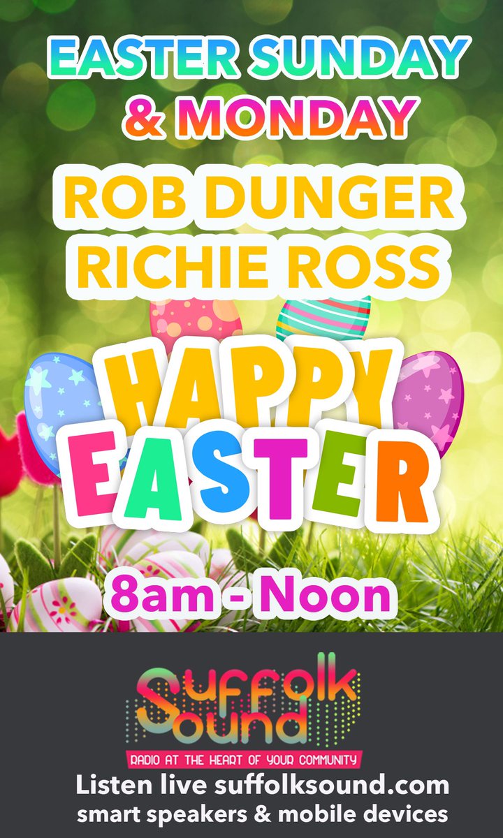 Suffolk_Sound's tweet photo. **Easter Special**
at Suffolk Sound
Check this out
๐๐๐
#EasterWeekend
#EasterSunday
#EasterMonday
#SuffolkRadio
#Radio https://t.co/5JuflDiR0u