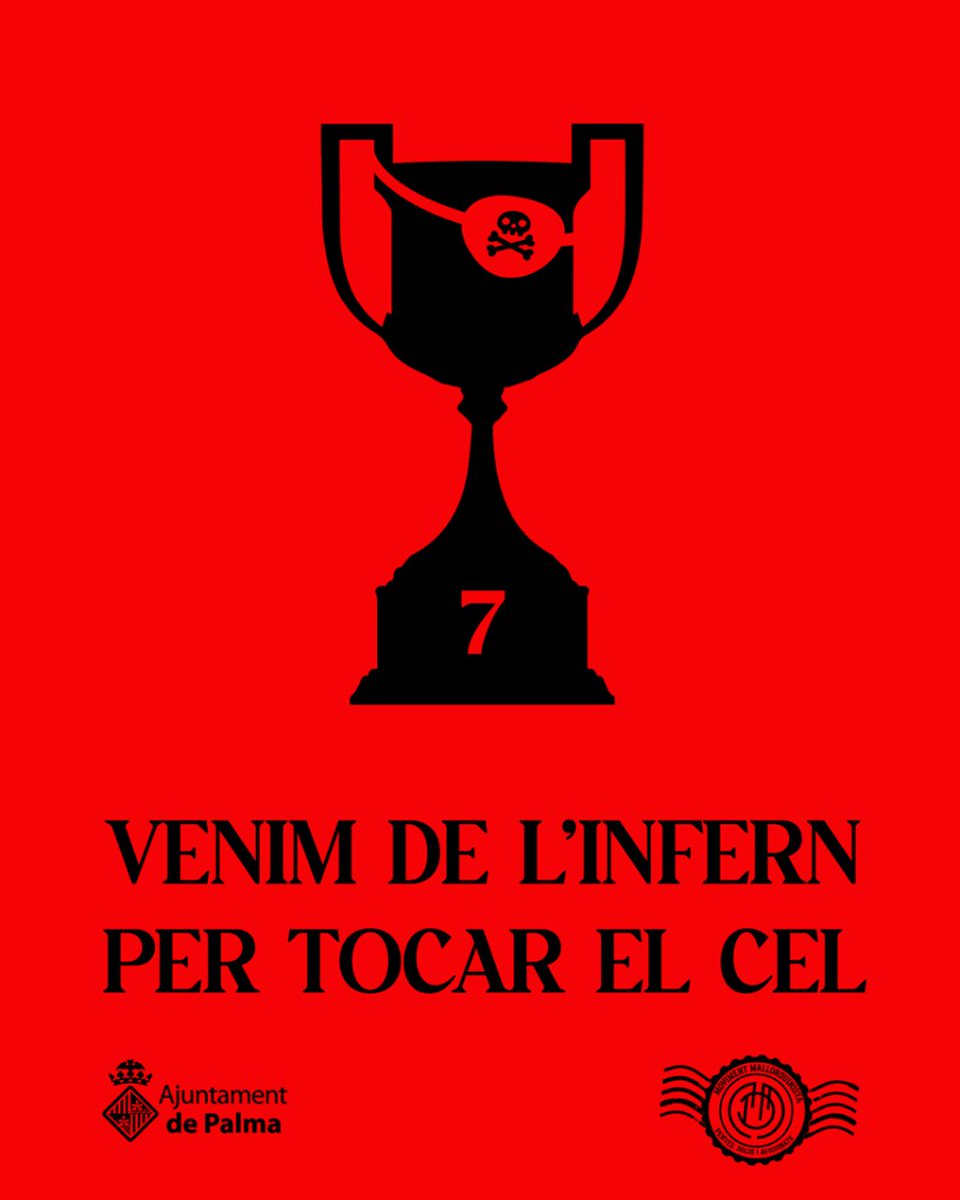 ajuntpalma's tweet photo. 🏟️ Amunt Mallorca!
 Vine a veure la final de la Copa del Rei a la pantalla gegant a la plaça de la Reina ⚽ 

📺 Tots amb el @RCDMallorca  🎉

 #FinalCopaDelRei #PlaçaDeLaReina #RCDMallorca 📣🏆 https://t.co/lX2PxUpgif