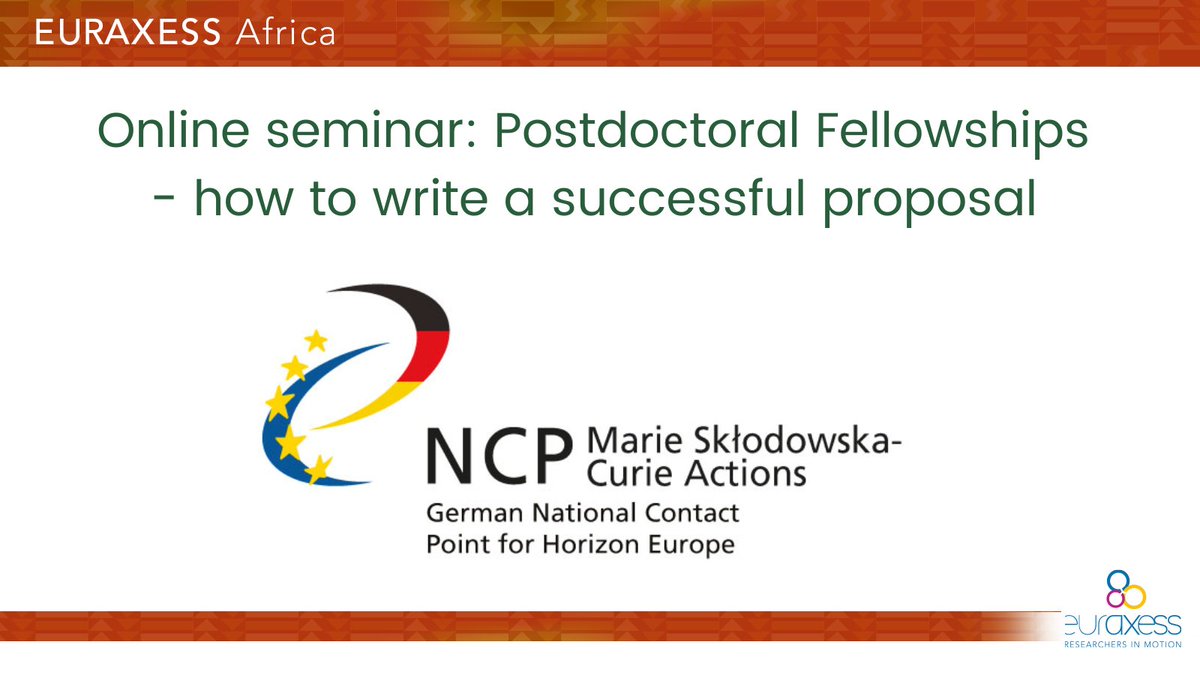 EURAXESSAfrica's tweet photo. πAre you an international researcher wishing to apply this year for a #MSCA Postdoctoral Fellowship with a German host institution π©πͺβοΈ
πΉOnline seminar 9 am CEST
πΉΒ 28-5-24
πMore Here
https://t.co/gj8o4yC7Mg
#EUAfrica #research #postdocfellowship #postdocfunding #postdocs https://t.co/PBcvXBnUAf