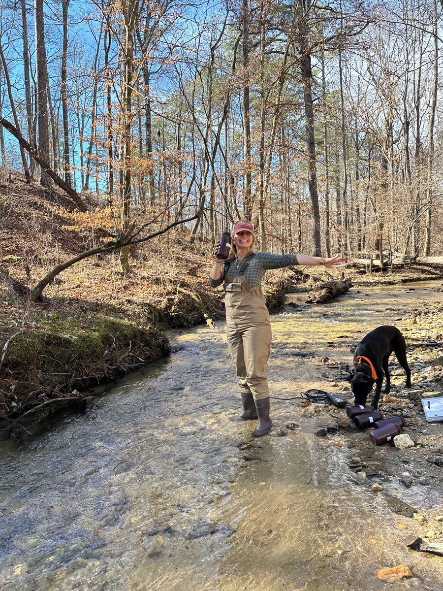 Interested in learning about the seasonal and hydrologic controls on organic matter dynamics in a forested stream in Alabama?💧Come to <a href="/michwolford/">Michelle Wolford</a>’s MS defense next week! 

Thursday (4/4) 10-11 AM CT in 202 Autherine Lucy Hall! Zoom option also available!