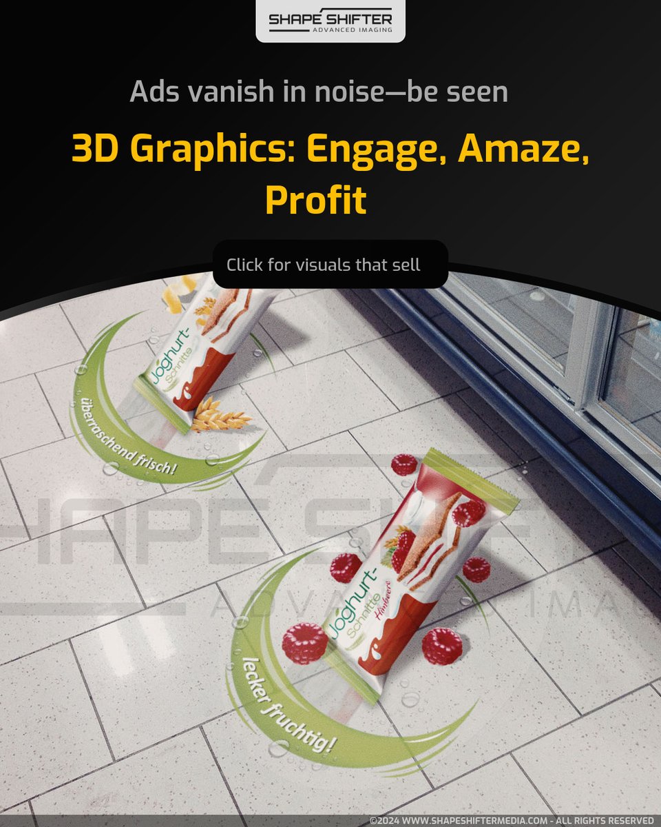 shapeshiftergfx's tweet image. Ads vanish in noise—be seen 3D Graphics: Engage, Amaze, Profit Click for visuals that sell ssm.li #storebranding #brandactivation #physicalretail #retailindustry #shoppermarketing #3dillusion #retailvisualmerchandising #retailinnovation #flooradvertising