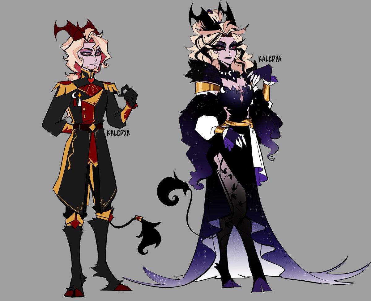 Queen and Prince 
I made new outfits for Constantine and Lilith.

#HazbinHotel #HazbinHotelLilith #HazbinHotelOC  #HazbinHotelConstantine