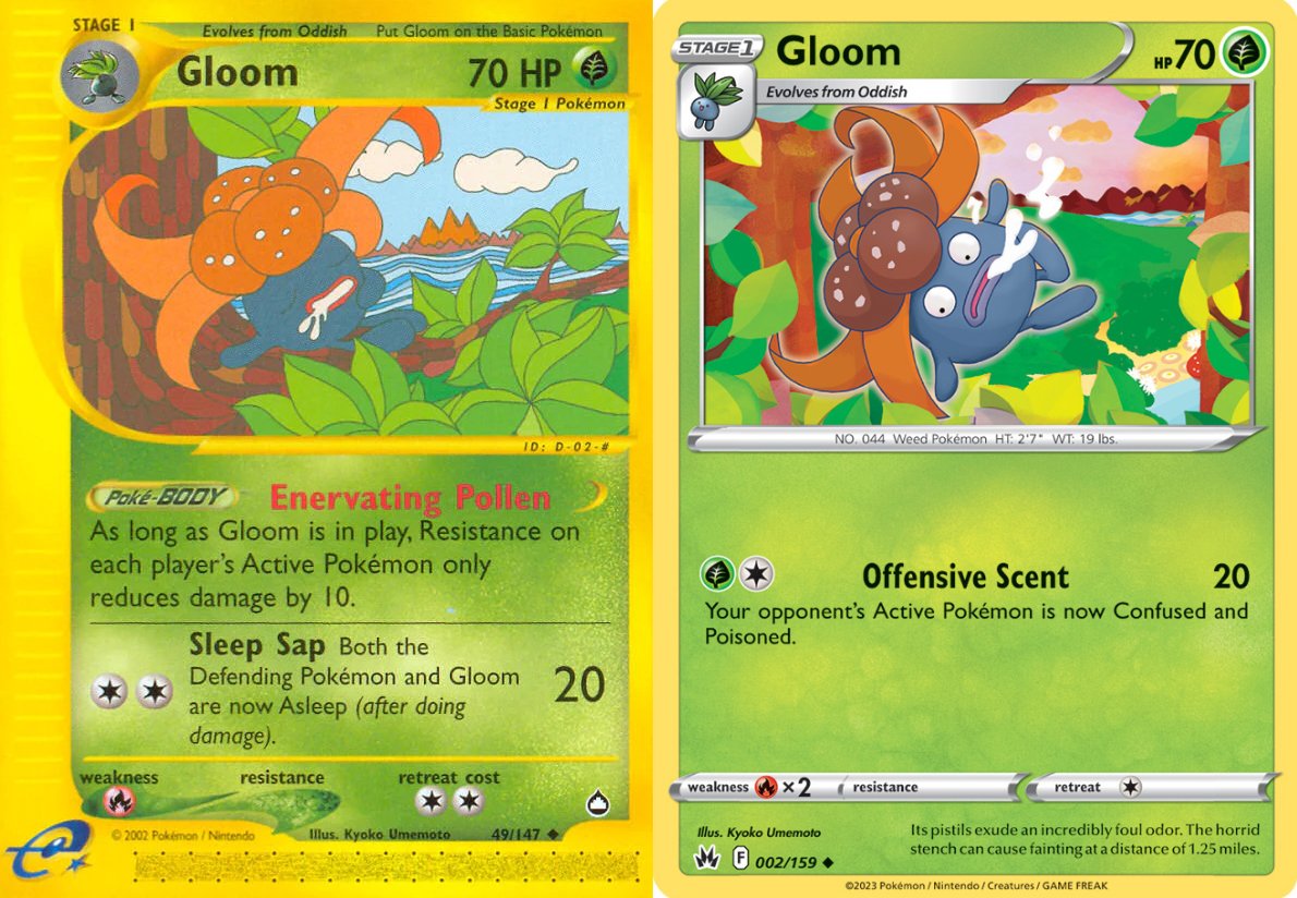 It's always cool when Pokmon cards tell a story within a set - but  sometimes, they tell a story across sets, too. These Gloom cards were  released TWENTY YEARS apart: