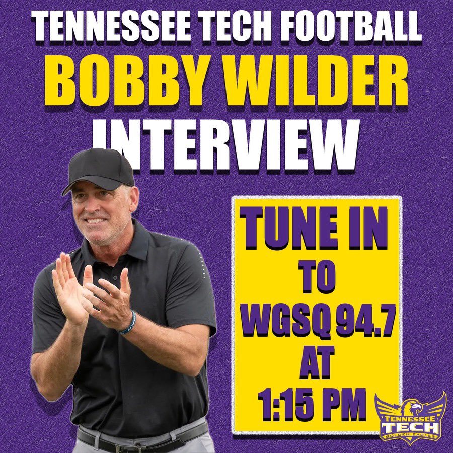 Listen to @TNTechFootball Head coach @CoachWilder353 this afternoon at 1:15pm‼️ 🔗countrygiant.com #WingsUp | #AimHigh