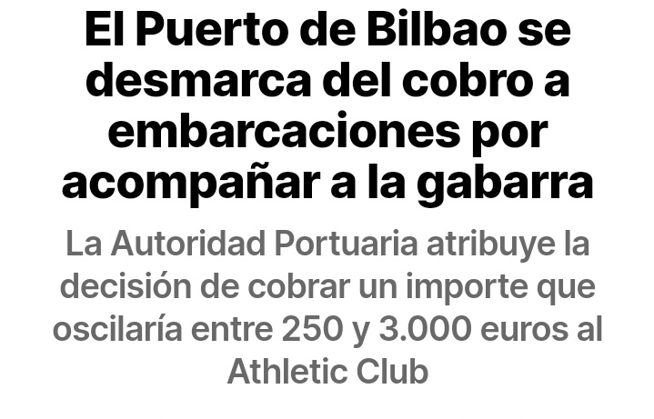 MichaelDeLocks1's tweet photo. -La autoridad portuaria @bilbaoport se desmarca dl cobro 
-La subdelegación dl gobierno d España @SubGobBizkaia se desmarca dl cobro. 
-Capitania Maritima se desmarca dl cobro
-Demarcacion de costas se desmarca dl cobro.

@AthleticClub A DIA D HOY,MANTIENE EL COBRO.

ULERTEZINA! https://t.co/TRC8hnhLCn