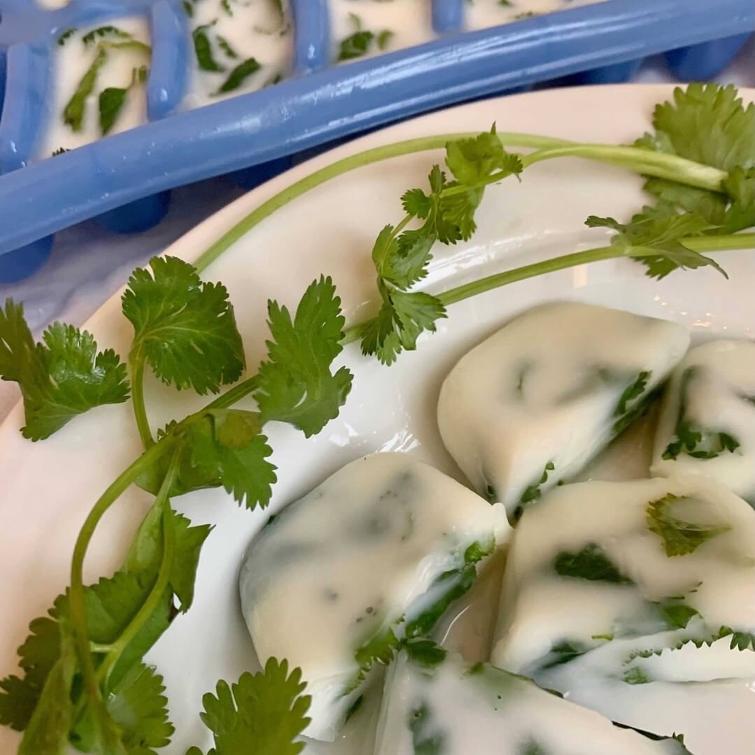 Leftover parsley or cilantro from your harvest last week? Add to an ice tray with some oil and leave in the freezer for a few hours for an easy cooking shortcut for when you're ready to use!