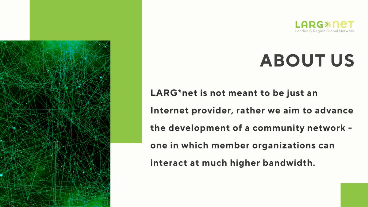 LARGnet's tweet photo. By interconnecting multiple organizations LARG*net enables members to share bandwidth. All members have access to the Internet &amp; LARG*net can increase the capacity of its connections to ensure overall capacity is met.

To learn how to become a member visit https://t.co/gnA134WLZ4 https://t.co/tI3Yvk2JJk