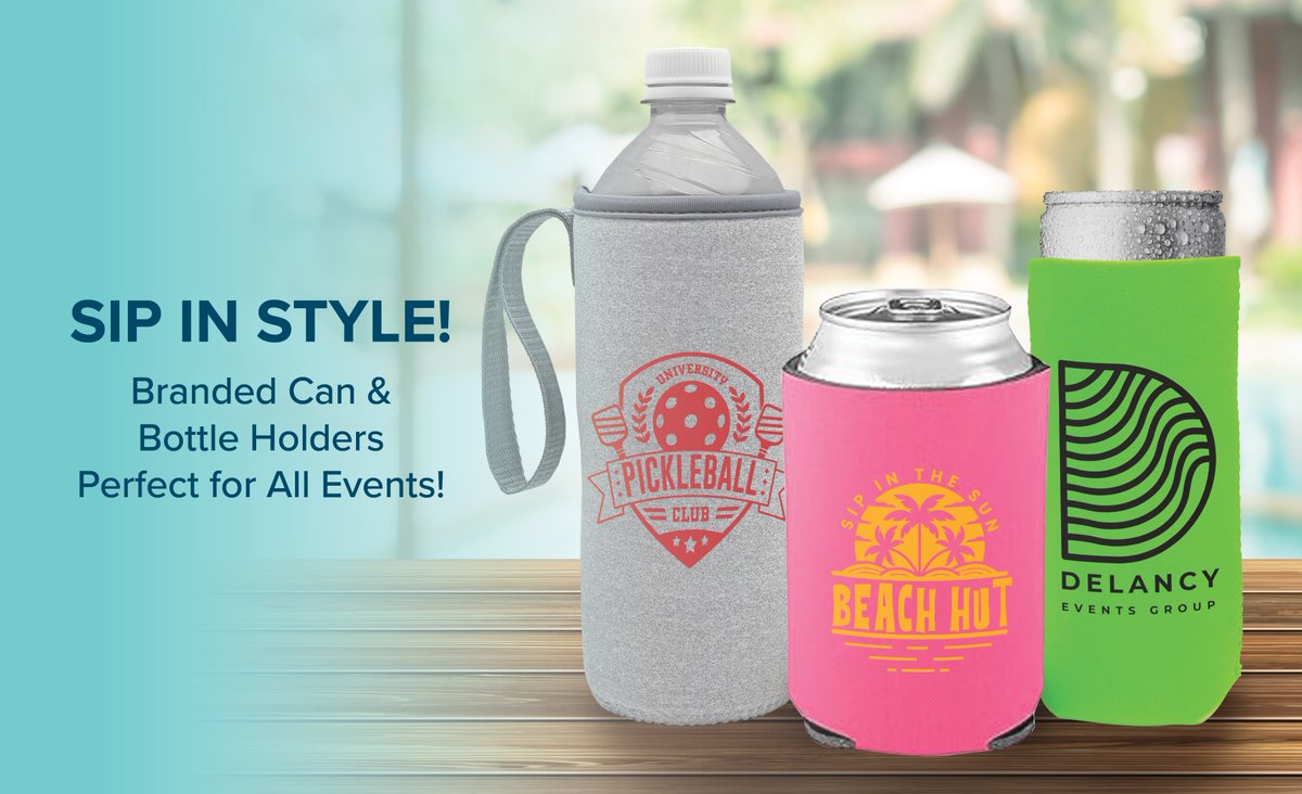 GaryLineUSA's tweet photo. Spring has sprung! From hiking trails to poolside parties, our bright and foldable beverage holders are your perfect sidekick! Keep drinks cool and hands dry while showing off your brand! Browse our can and bottle holders here: https://t.co/dwnlyCtAkf https://t.co/TutQH5nSb8
