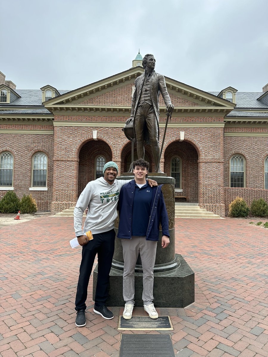 Had an awesome visit at William &amp; Mary! Thank you <a href="/CoachMLondonjr/">Michael London Jr. ⚒️</a> for the hospitality! Looking forward to being at the camp on June 1st!
<a href="/TaftFootballCT/">Taft Football</a>