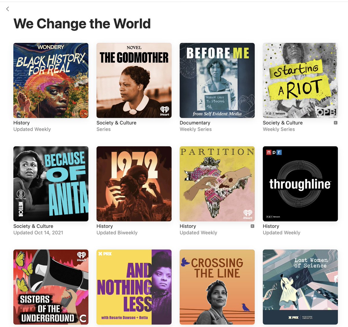 You know it's a good day when Apple Podcasts puts your show on the list of women 'who change the world.' So proud of ctlpod.com We know we made an impact. Thanks to @LaylaHoushmand, @PartnersClinic, @GynAndTonic and all those who shared their stories!