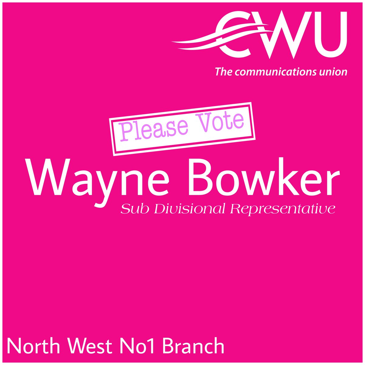 Ballot for CWU NW/NW Sub Divisional Rep are out. Please use your vote and support Wayne Bowker. @MarkydHolt