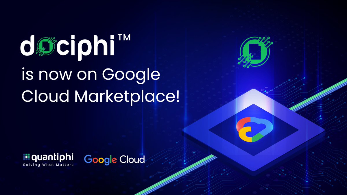 Quantiphi's tweet photo. #Dociphi joins @googlecloud Marketplace! 🌟

Revolutionize document management with our Generative AI-enabled platform: https://t.co/3TtfXWxogM

Meet us at Google Cloud Next 2024 (April 9-11), booth #1621, to discover more!  

#Dociphi #GoogleMarketplace #DigitalTransformation https://t.co/qOqA8AZ2VJ