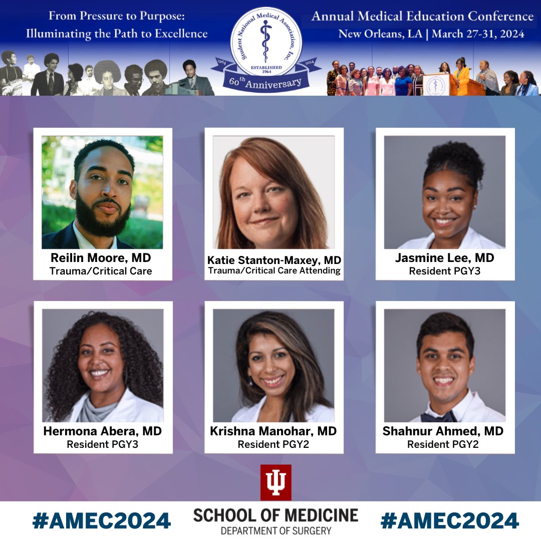 #IUSurgery is heading to NOLA for the @SNMA #AMEC2024 conference! Don't be shy - pop on by the @IUMedSchool booth to learn more about IU Surgery programs, Indy living and to meet our surgeons! #NOLA #SNMA